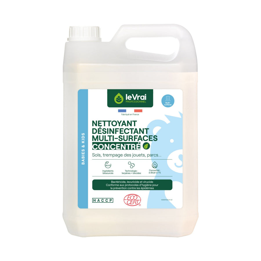 Détergent désinfectant multi-surfaces concentré Babies & Kids Le Vrai 5L