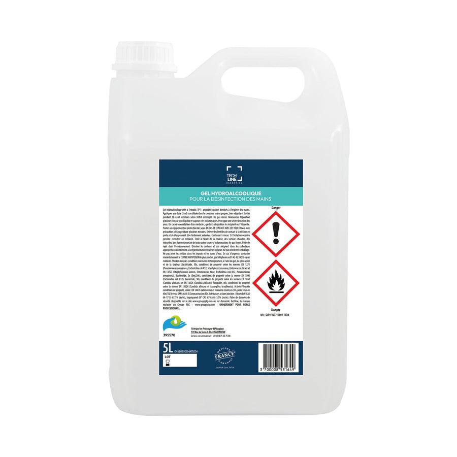 Gel hydroalcoolique Techline, bidon de 5 L