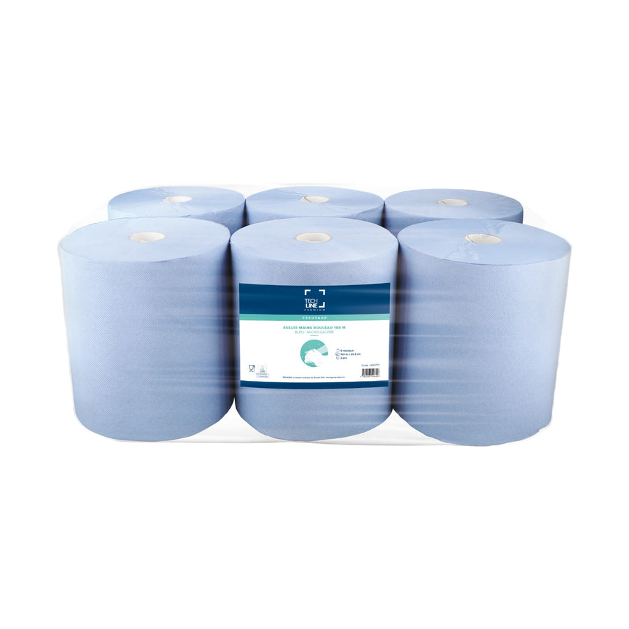 Essuie-mains rouleau Techline bleu 160 m x6