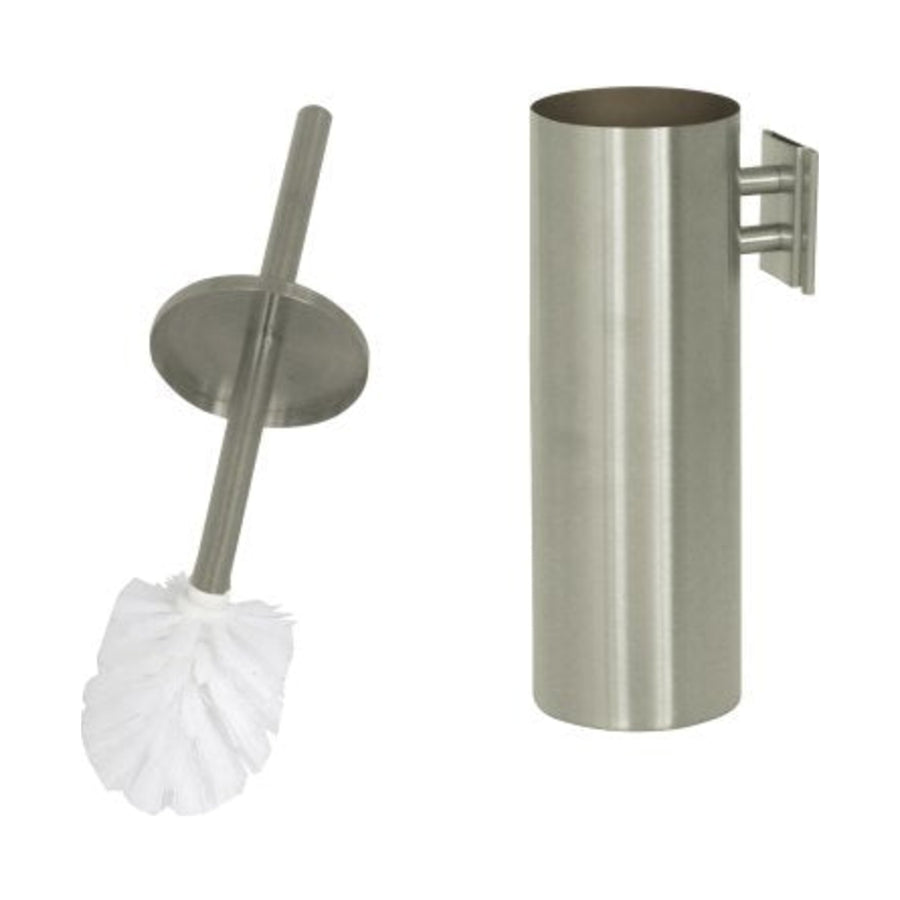 Ensemble mural balayette WC et support inox brossé Techline