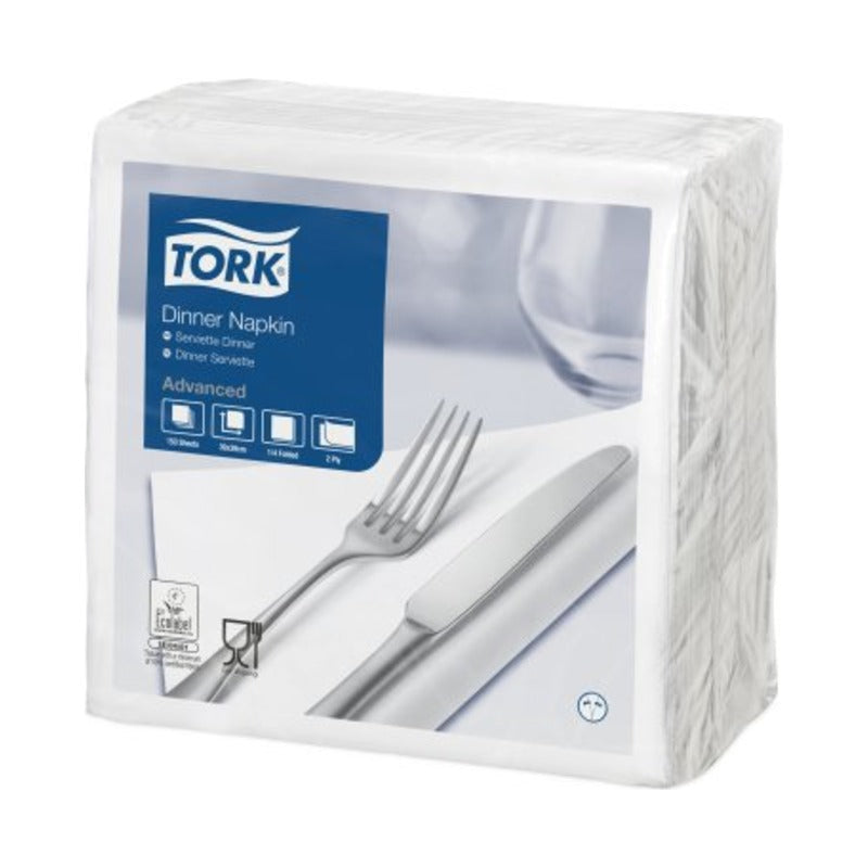 Serviette ouate gaufrée Tork Dinner 2 plis blanc 39 × 39 cm