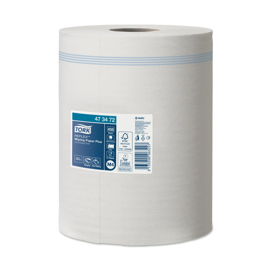 Bobine d'essuyage à dévidage central Tork M4 blanc 450 formats 2 plis Écolabel