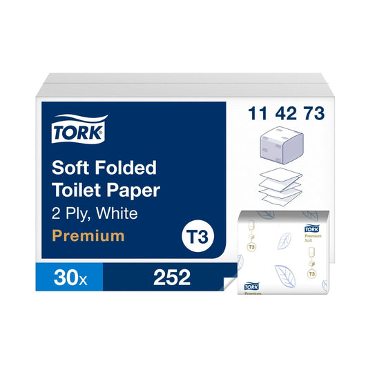 Papier toilette plié Tork Premium T3 blanc 252 formats 2 plis Écolabel
