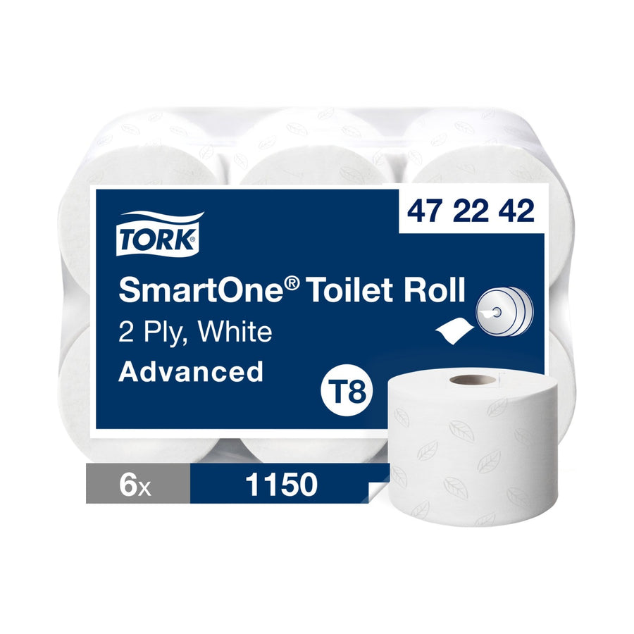 Papier toilette à dévidage central Tork SmartOne T8 blanc 1150 formats 2 plis Écolabel