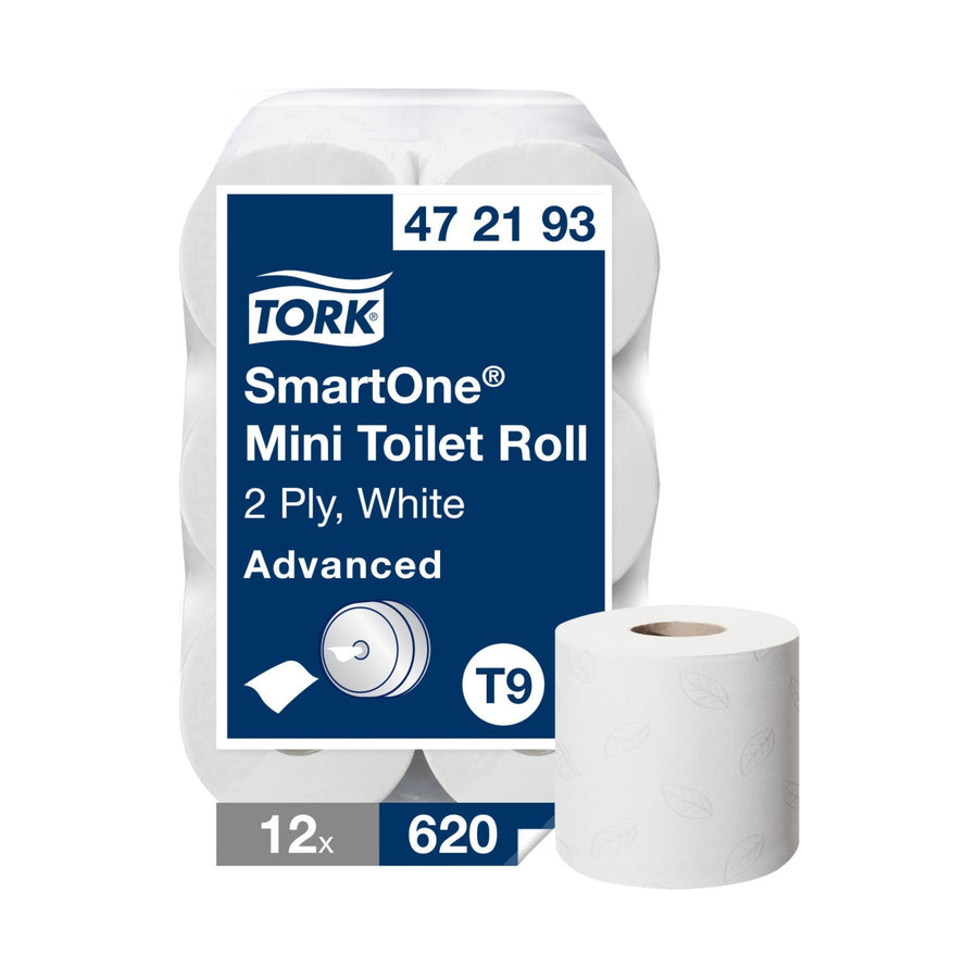 Papier toilette à dévidage central Tork SmartOne T9 blanc 620 formats 2 plis Écolabel