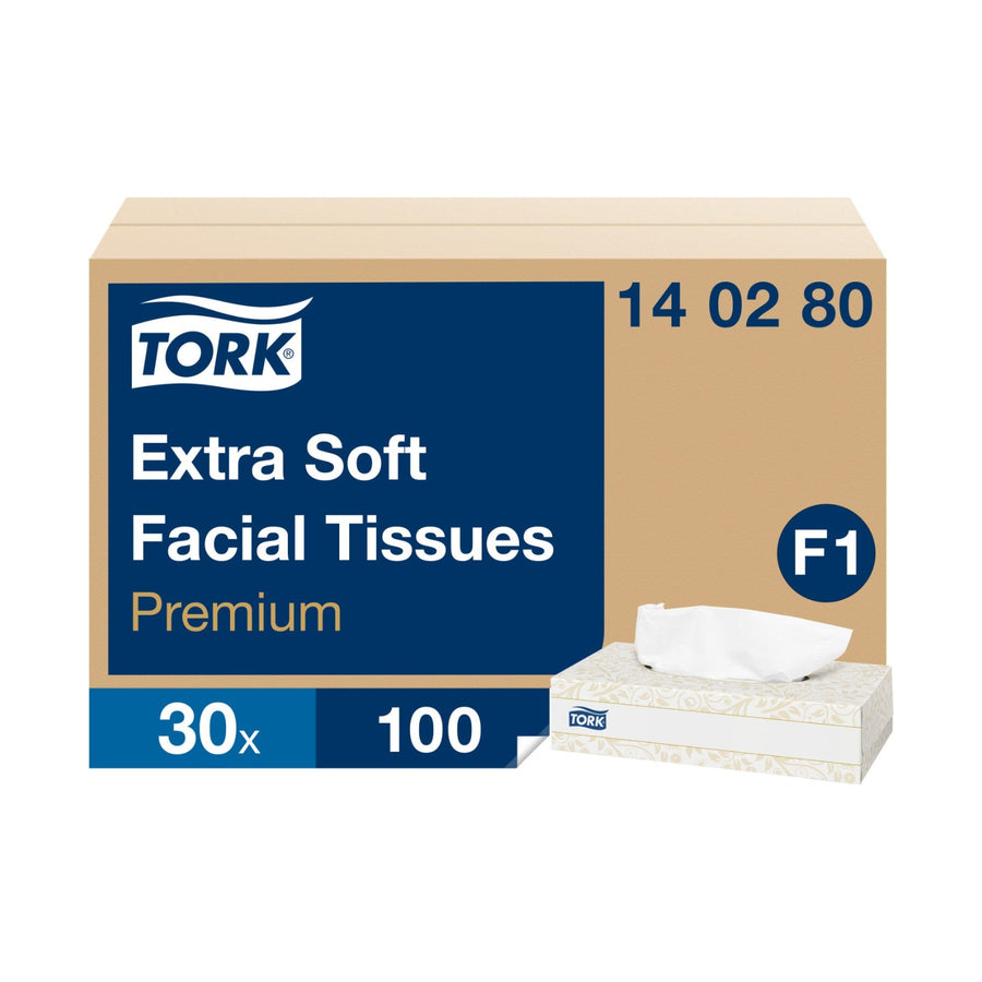 Mouchoirs boîte rectangle Tork Premium F1 blanc 100 formats 2 plis Écolabel