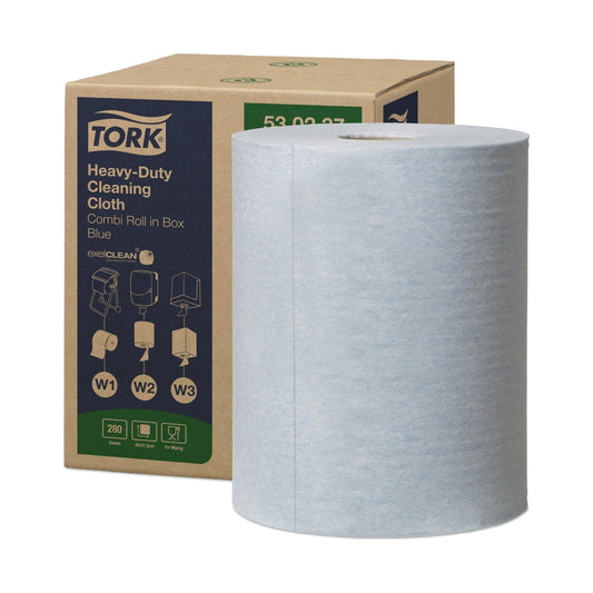Bobine d'essuyage non tissé Tork Combi Roll W1/W2/W3 bleu 280 formats 38 × 31,5 cm