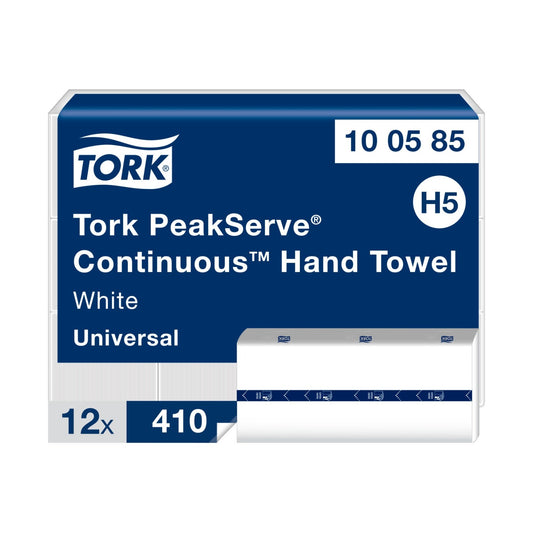 Essuie-mains continus Tork PeakServe H5 blanc 410 formats 1 pli Écolabel