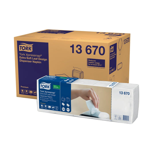 Serviette pour distributeur Tork Xpressnap N4 blanc décor 2 plis 21,3 × 16,5 cm