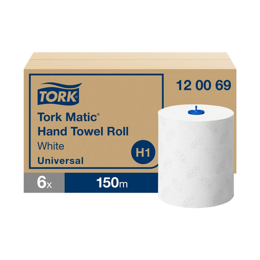 Essuie-mains rouleau Tork Matic Universal H1 blanc 150 m 2 plis Écolabel