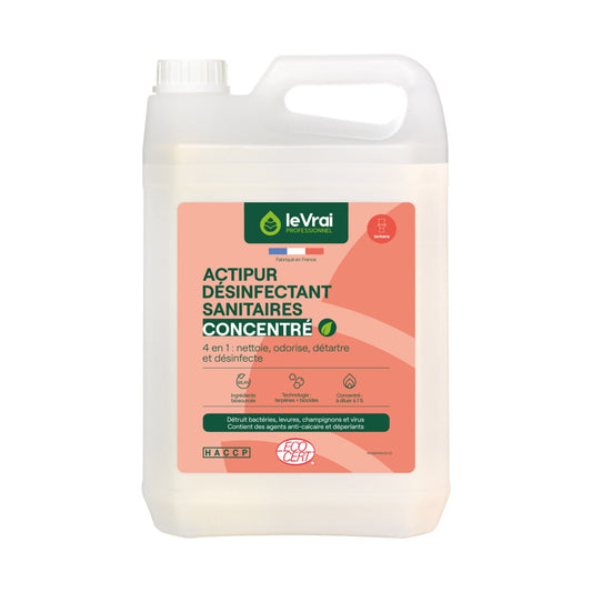 Détartrant désinfectant sanitaires concentré Actipur Le Vrai Écocert 5L