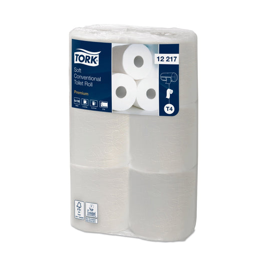 Papier toilette petit rouleau Tork T4 blanc 200 formats 2 plis Écolabel