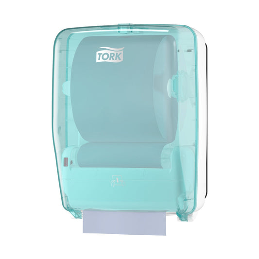 Distributeur d'essuie-mains rouleau Tork W6 blanc et bleu