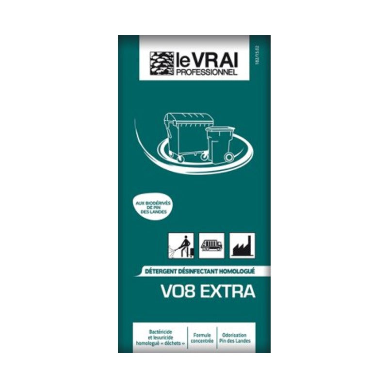 Détergent désinfectant locaux déchets VO8 Extra Le Vrai dose 40 ml