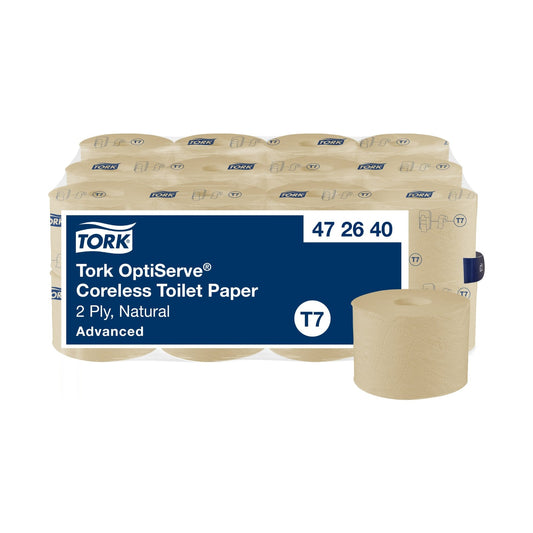 Papier toilette petit rouleau sans mandrin Tork Advanced T7 naturel 820 formats 2 plis Écolabel