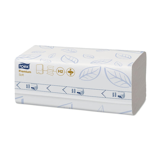 Essuie-mains compressés pliés en Z Tork Xpress H2 Premium blanc 225 formats 2 plis Écolabel