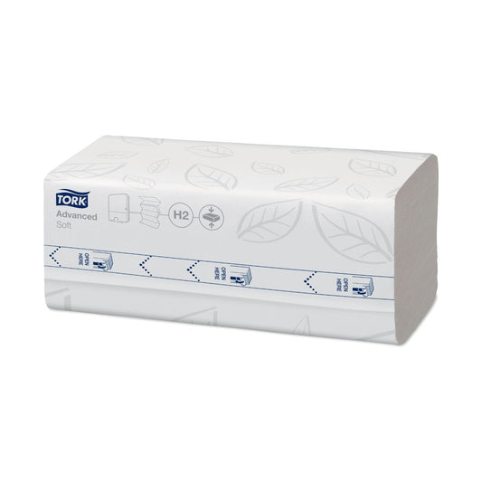 Essuie-mains compressés pliés en M Tork Xpress H2 Advanced blanc 200 formats 2 plis Écolabel