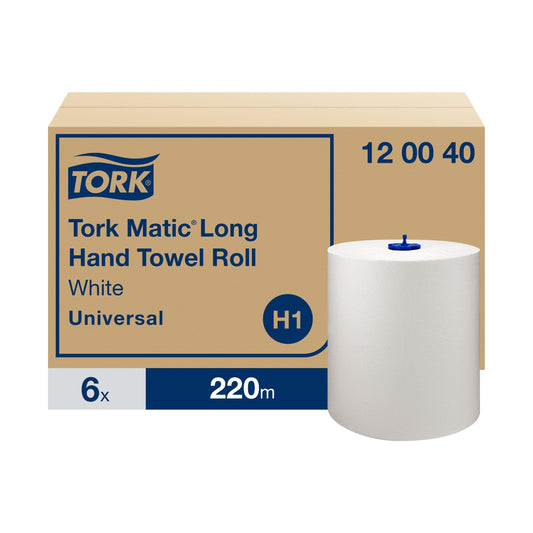 Essuie-mains rouleau Tork Matic Universal H1 blanc 220 m 1 pli Écolabel
