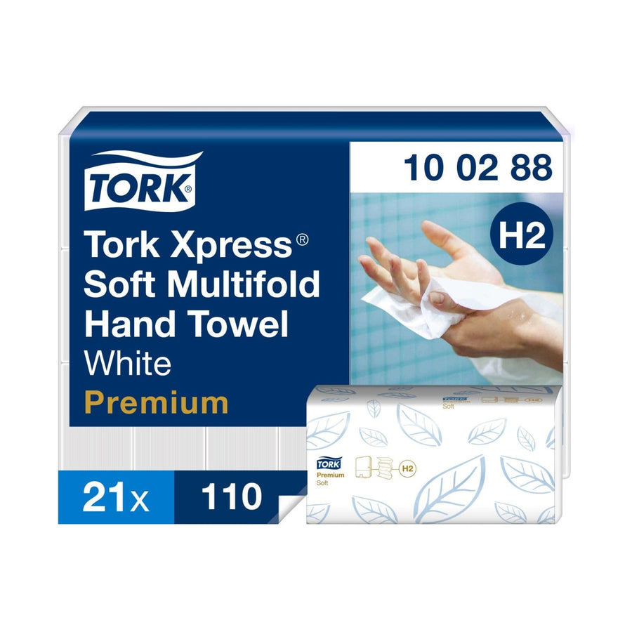 Essuie-mains pliés en M Tork Premium H2 blanc 110 formats 2 plis Écolabel