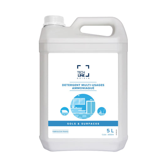 Détergent multi-usages ammoniaqué Techline, bidon de 5 L