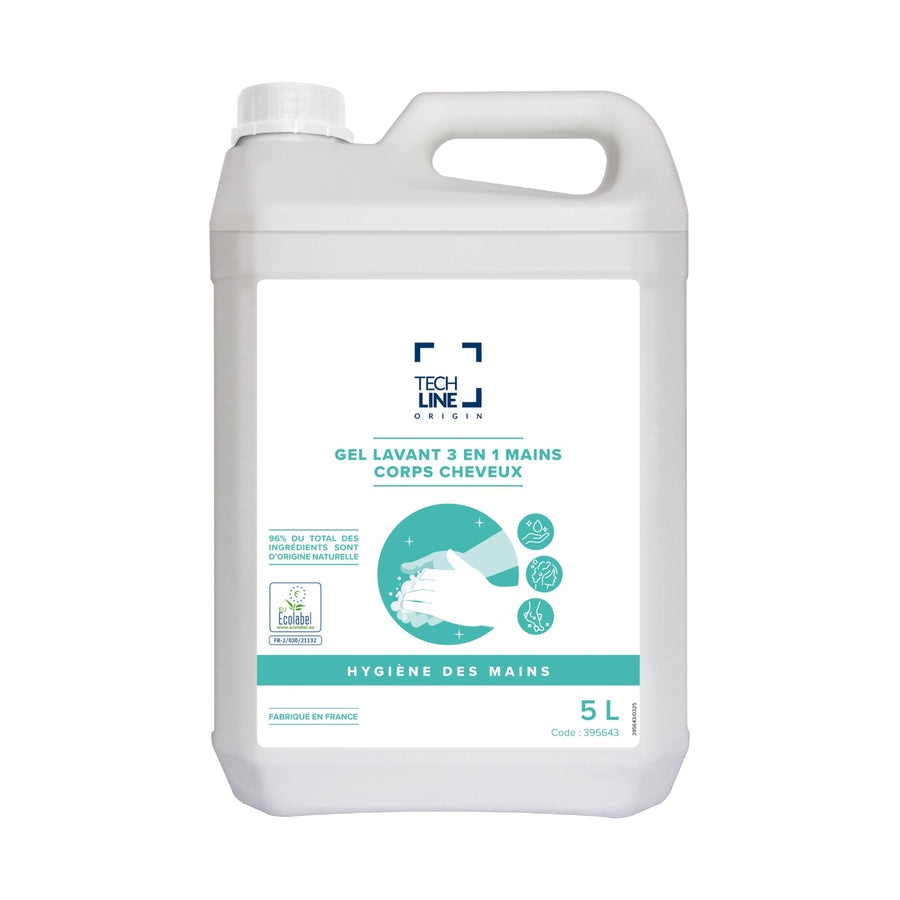 Savon mains corps et cheveux Techline, bidon de 5 L